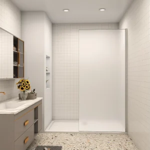 90x195cm Douchewand inloopdouche,10mm dik mat gehard glas met explosieveilige folie,glanzend chroom profiel