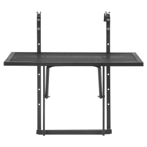 Balkonhangtafel, SucceBuy Balkonhangtafel, 48 × 61 cm, Buitentafel met Metalen Leuning, Verstelbaar