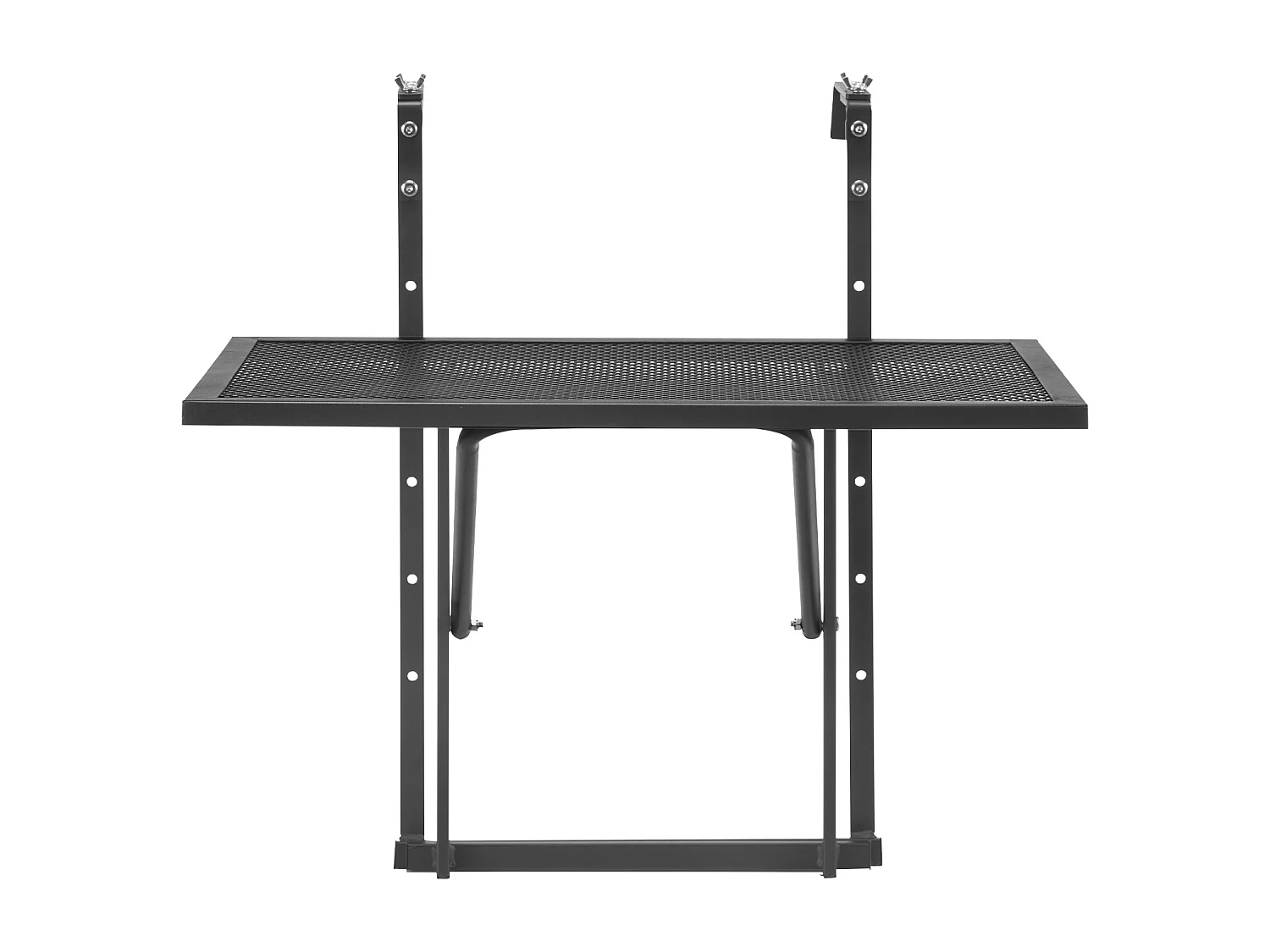 Balkonhangtafel, SucceBuy Balkonhangtafel, 48 × 61 cm, Buitentafel met Metalen Leuning, Verstelbaar