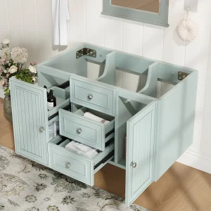 Badkamermeubel met 3 lades en deur, groen MDF – L78,5cm Badkamermeubel met 3 lades en deur, groen MDF – L78,5cm