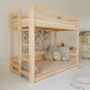 Stapelbed 90×200 op vloer lattenbodem inclusief Anaëlle Bois Stapelbed 90×200 op vloer lattenbodem inclusief Anaëlle Bois