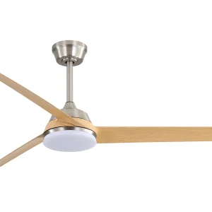 132cm plafondventilator met 3 bladen in natuurlijk houtfineer met LED, 6 snelheden en timer, omkeerbare DC-motor, zilver 132cm plafondventilator met 3 bladen in natuurlijk houtfineer met LED, 6 snelheden en timer, omkeerbare DC-motor, zilver