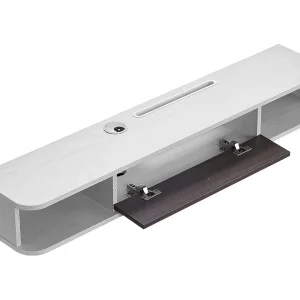 Aan de Muur Gemonteerde TV-Kast SucceBuy 120 cm Zwevende TV-Standaard voor aan de Muur met Ingebouwde Opbergruimte, Wit Aan de Muur Gemonteerde TV-Kast SucceBuy 120 cm Zwevende TV-Standaard voor aan de Muur met Ingebouwde Opbergruimte, Wit