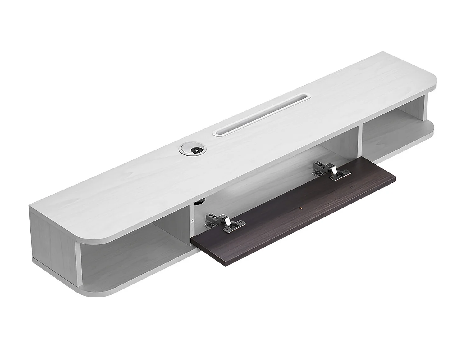 Aan de Muur Gemonteerde TV-Kast SucceBuy 120 cm Zwevende TV-Standaard voor aan de Muur met Ingebouwde Opbergruimte, Wit