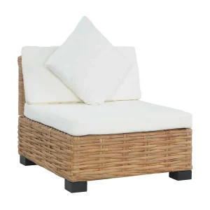 Bank zonder armleuning met kussens natuurlijk rattan Bank zonder armleuning met kussens natuurlijk rattan