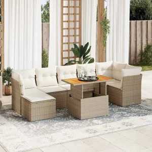 8-delige Loungeset met kussens poly rattan beige 8-delige Loungeset met kussens poly rattan beige