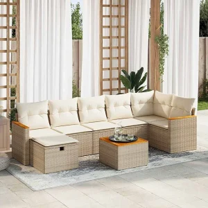 8-delige Loungeset met kussens poly rattan beige 8-delige Loungeset met kussens poly rattan beige