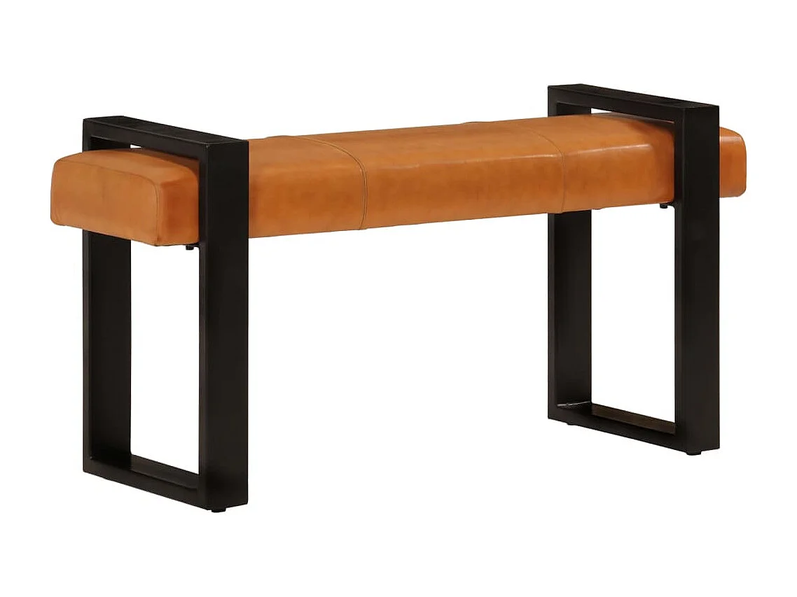 Bankje 110 cm echt geitenleer zwart en bruin