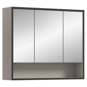 Bagno spiegelkast 3 spiegeldeuren lichtgrijs, crèmekleurig.