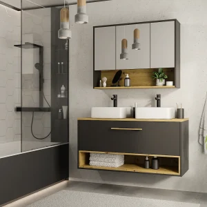 Badkamer muurkast – Antraciet – 100 cm – YANGRA – Koop nu goedkoop in je online meubelshop