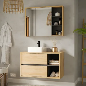 Badkamer muurkast – Naturel kleur – 100 cm – PURNAL – Koop nu goedkoop online