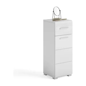 Badkamer opbergmeubel met 1 deur en 1 lade – Glanzend Wit – KLEANKIN