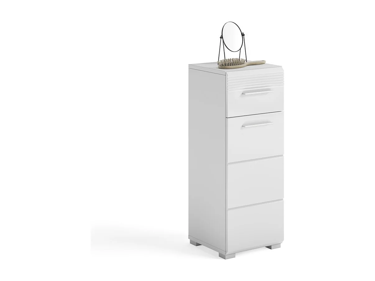 Badkamer opbergmeubel met 1 deur en 1 lade - Glanzend Wit - KLEANKIN