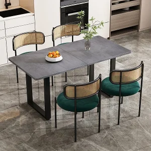 4 stoelen in fluweel en rotan – Metalen poten – Maximale belasting 150 kg – 45×40×75 cm – Groen 4 stoelen in fluweel en rotan – Metalen poten – Maximale belasting 150 kg – 45×40×75 cm – Groen