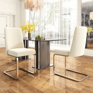 2 cantilever stoelen in fluweel en zilvermetaal – Diamantdesign – Max. belasting 150 kg – 55x45x87 cm – Beige 2 cantilever stoelen in fluweel en zilvermetaal – Diamantdesign – Max. belasting 150 kg – 55x45x87 cm – Beige