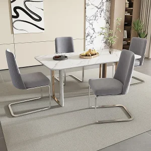4 cantilever stoelen in fluweel en zilvermetaal – Diamantdesign – Max. belasting 150 kg – 55x45x87 cm – Grijs 4 cantilever stoelen in fluweel en zilvermetaal – Diamantdesign – Max. belasting 150 kg – 55x45x87 cm – Grijs