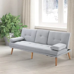 3-zits rechte slaapbank, 3-standen klik-klak, lichtgrijs – 181x77x78cm 3-zits rechte slaapbank, 3-standen klik-klak, lichtgrijs – 181x77x78cm