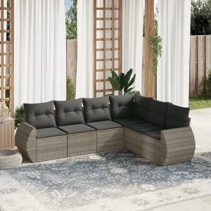 6-delige Loungeset met kussens poly rattan lichtgrijs 6-delige Loungeset met kussens poly rattan lichtgrijs