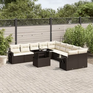 11-delige Loungeset met kussens poly rattan bruin 11-delige Loungeset met kussens poly rattan bruin