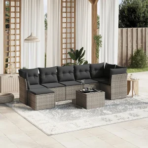 8-delige Loungeset met kussens poly rattan lichtgrijs 8-delige Loungeset met kussens poly rattan lichtgrijs
