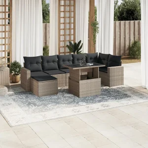8-delige Loungeset met kussens poly rattan lichtgrijs 8-delige Loungeset met kussens poly rattan lichtgrijs