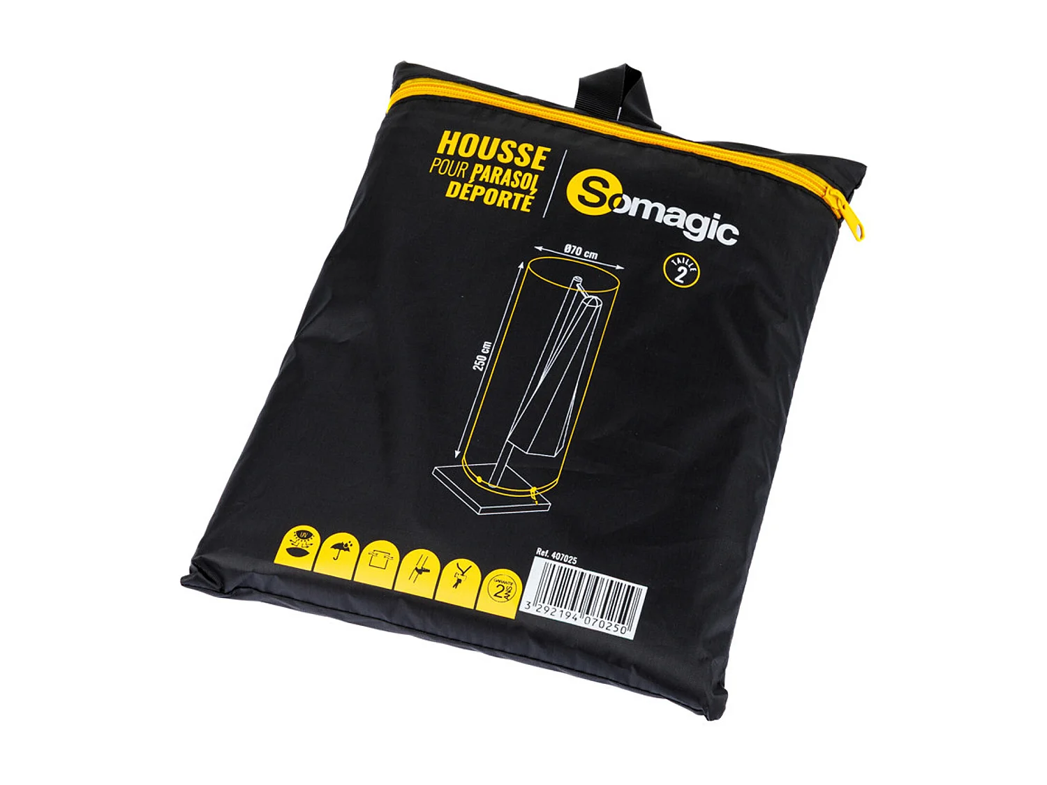 Afdekking Ø 70 x H 250 cm voor zonnescherm met afstandsbediening