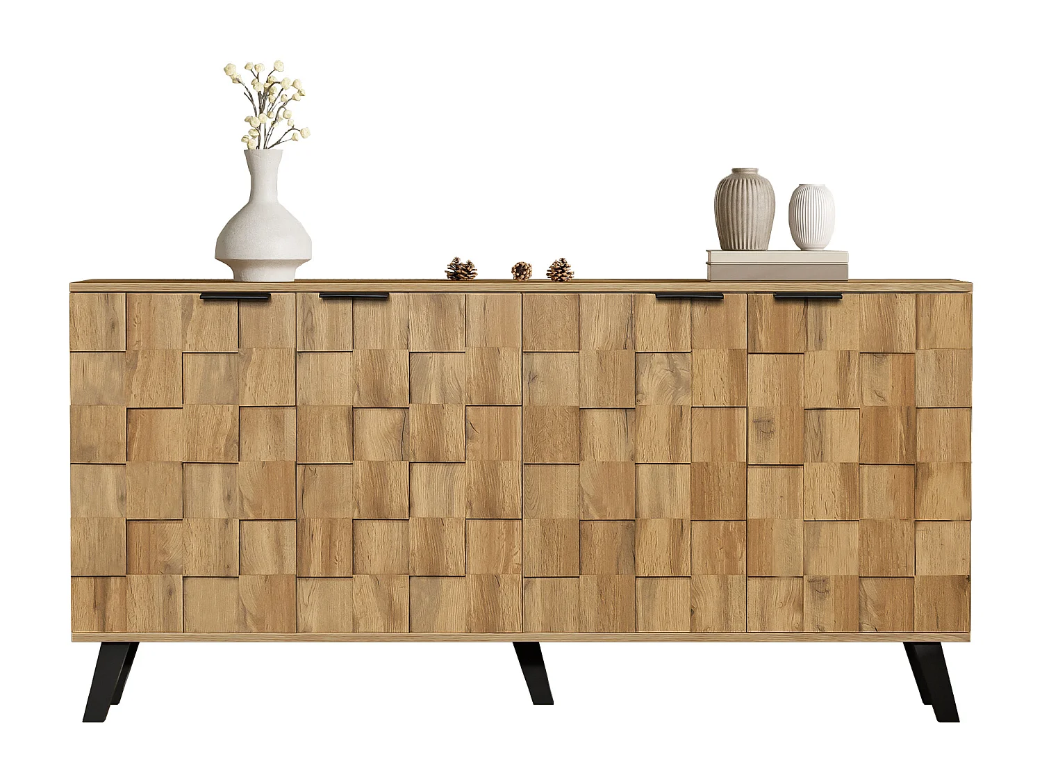 4-deurs dressoir, modern design, MDF, hout, (160,5x35,5x78 cm)