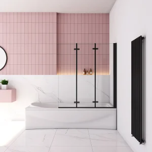 130x140cm Badscherm badwand 3 panelen vouwbaar,6mm NANO helder ESG-veiligheidsglas- mat zwart profiel 130x140cm Badscherm badwand 3 panelen vouwbaar,6mm NANO helder ESG-veiligheidsglas- mat zwart profiel
