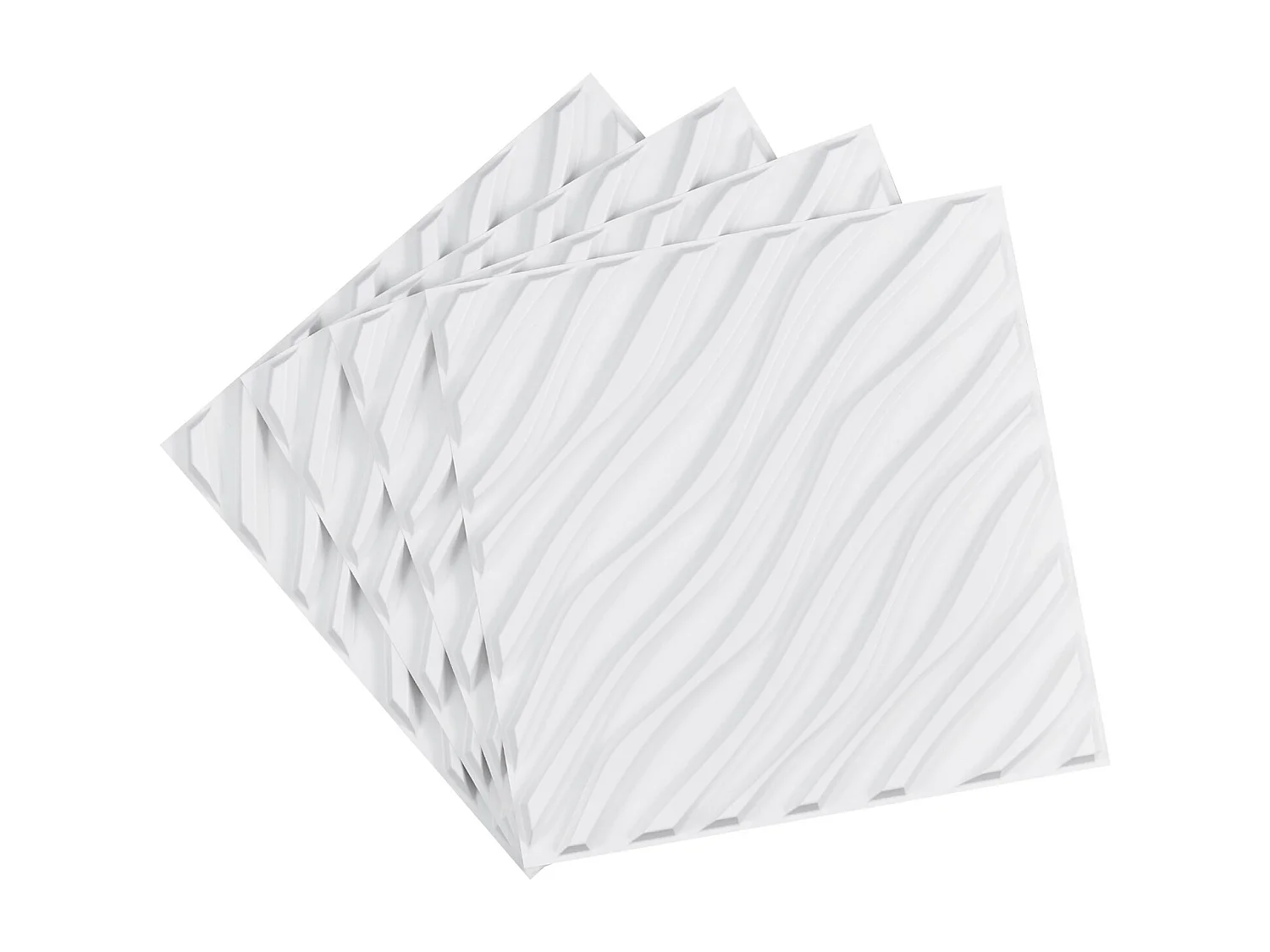 3D-Wandpanelen SucceBuy, Set van 12, 50 x 50 cm, Gegolfd PVC, Oppervlakte 3 m², mat Wit