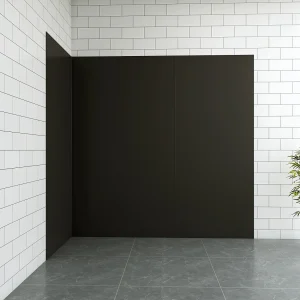 Aica B:90xL:(90+90)xH:210cm mat zwart aluminium composiet platen , 3 mm dik-Set van 3 douchewandpanelen inclusief profielen-Wandpanelen Aica B:90xL:(90+90)xH:210cm mat zwart aluminium composiet platen , 3 mm dik-Set van 3 douchewandpanelen inclusief profielen-Wandpanelen