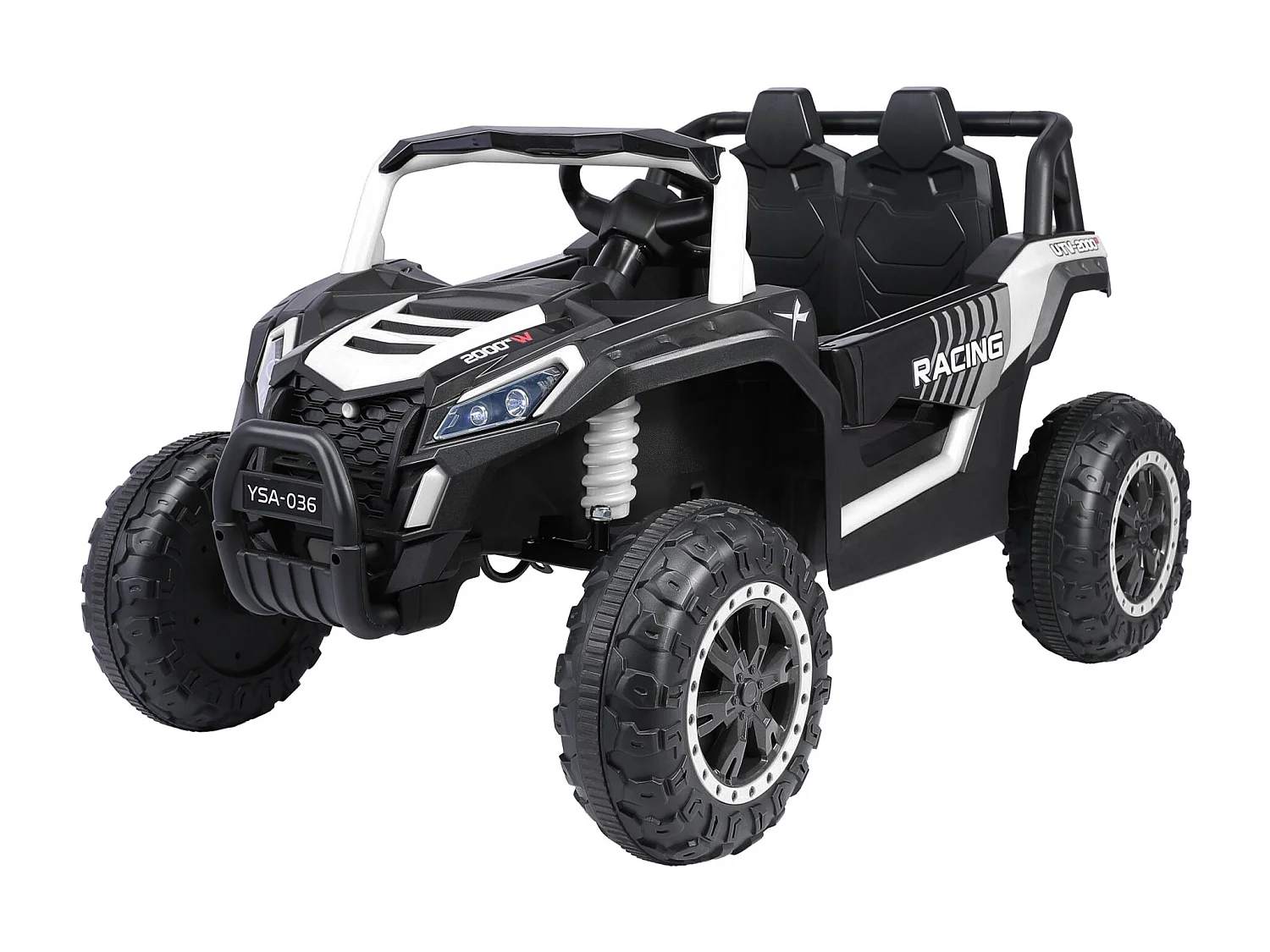 24V elektrische 6-wieler kinderpick-up, 4WD, afstandsbediening, Bluetooth, veiligheidsgordel, achteruitrijcamera. Donkerzwart