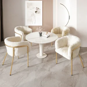 4-delige relaxfauteuil, lichte luxe, metalen poten, beige imitatiebont (64,77 x 59,69 x 55,88 cm) 4-delige relaxfauteuil, lichte luxe, metalen poten, beige imitatiebont (64,77 x 59,69 x 55,88 cm)