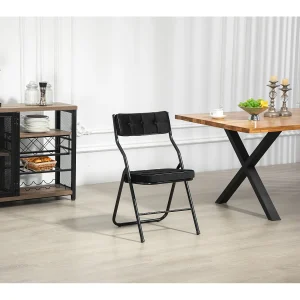 2-delige klapstoelen met kussen, opvouwbare eetkamerstoelen, staal, zwart (46x47x80 cm) 2-delige klapstoelen met kussen, opvouwbare eetkamerstoelen, staal, zwart (46x47x80 cm)