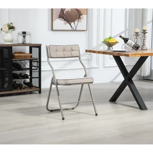 2-delige klapstoelen met kussen, klapstoelen, staal, khaki (46x47x80 cm) 2-delige klapstoelen met kussen, klapstoelen, staal, khaki (46x47x80 cm)