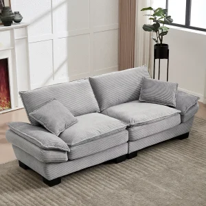 2-zitsbank met omvormbaar matras en kussen, modern fluwelen design, lichtgrijs (lengte x breedte x hoogte cm) 2-zitsbank met omvormbaar matras en kussen, modern fluwelen design, lichtgrijs (lengte x breedte x hoogte cm)