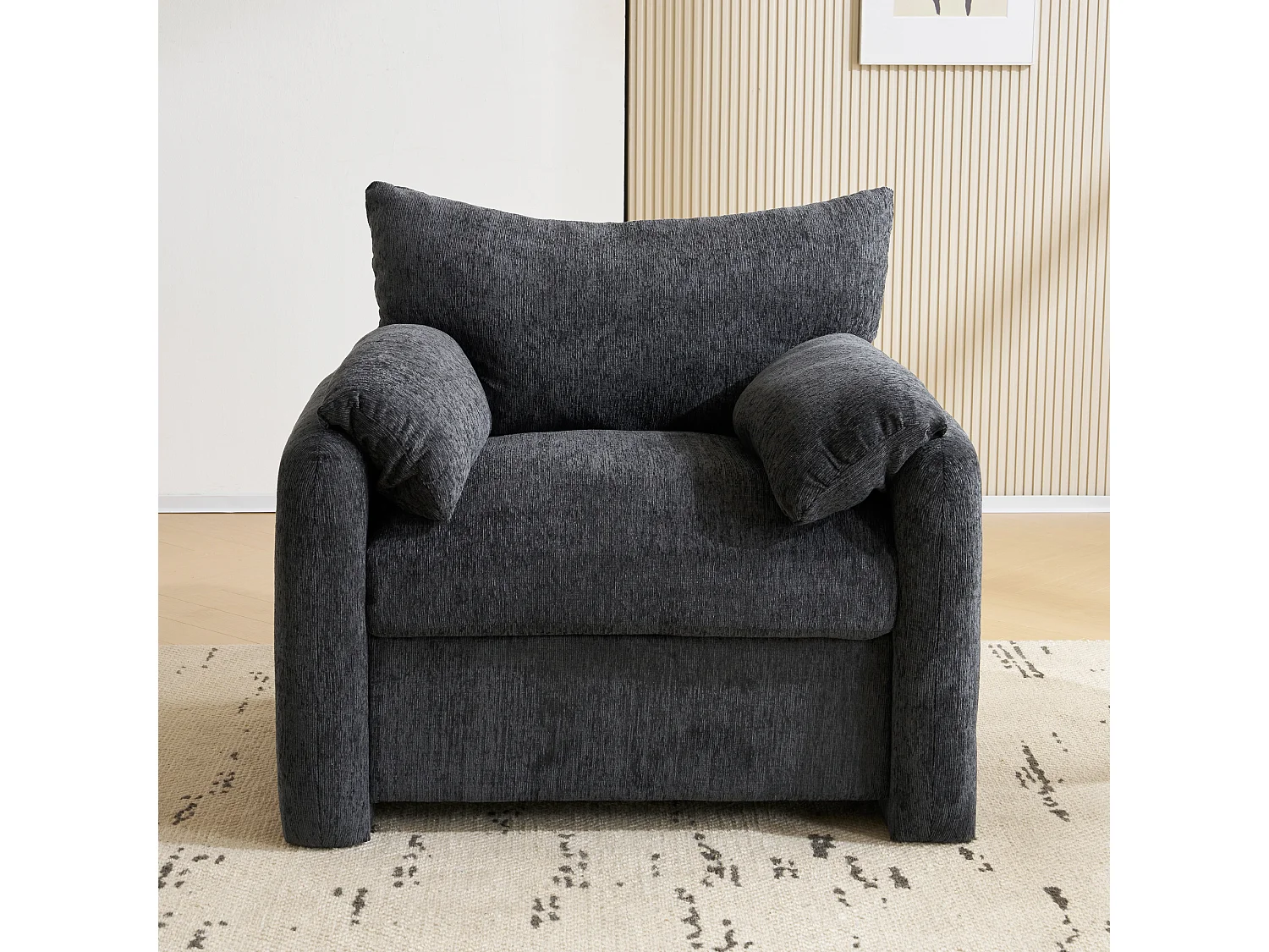 1-zitsbank, modern design, in chenille, beige (96x82x84 cm)