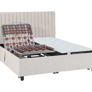 Elektrisch decoratief relaxbed met matras met pocketveren en vormgeheugen, stof, RIZALI Elektrisch decoratief relaxbed met matras met pocketveren en vormgeheugen, stof, RIZALI