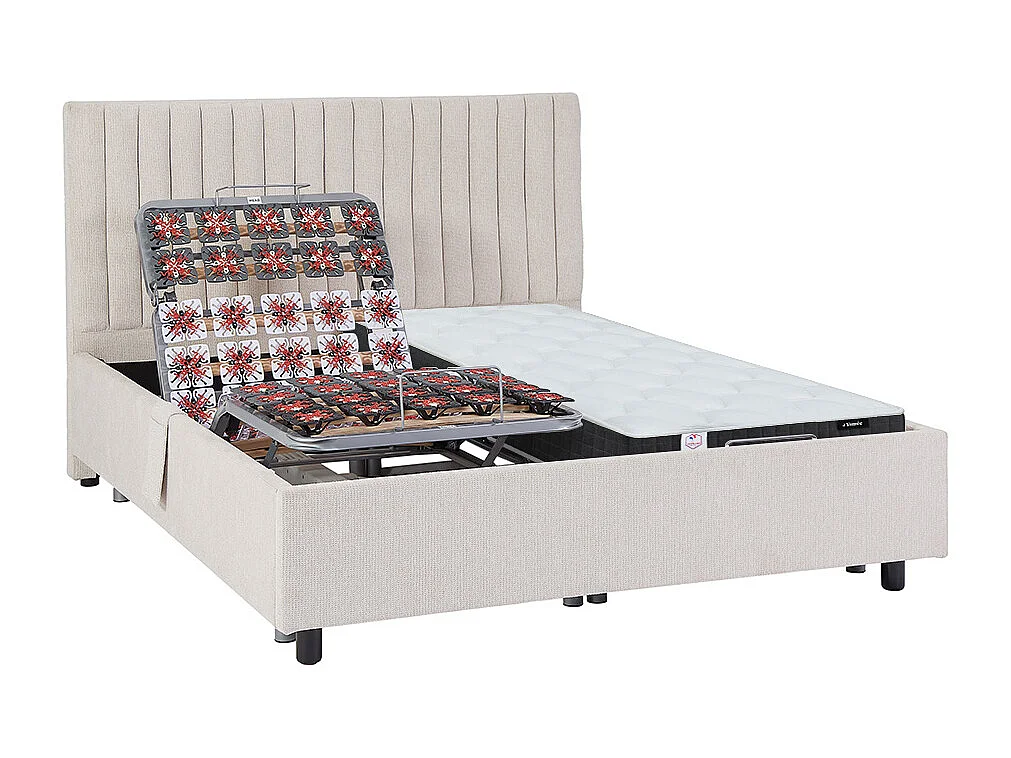 Elektrisch decoratief relaxbed met matras met pocketveren en vormgeheugen, stof, RIZALI