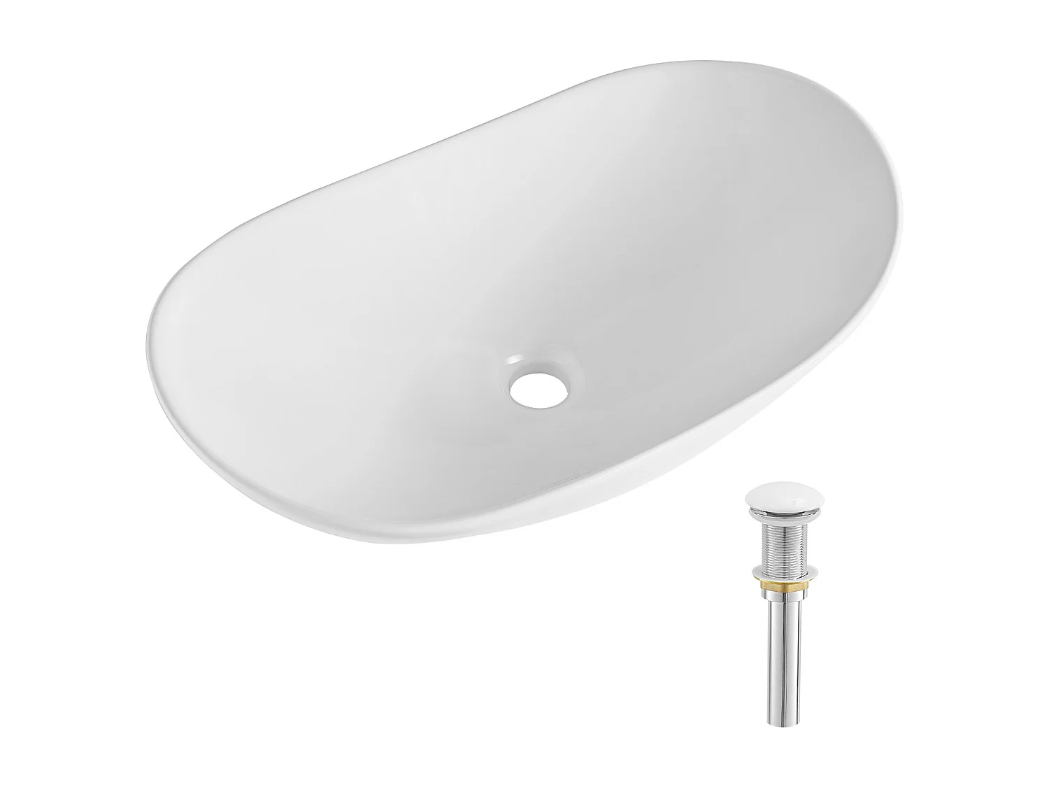 Badkamer Wastafel SucceBuy Ovale Keramische Spoelbak 60 × 36 cm - Modern, Duurzaam en Elegant Wit