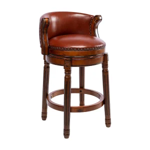 360° draaibare barkruk van echt leer en hout, modern design, bruin (54,8×54,8×96 cm) 360° draaibare barkruk van echt leer en hout, modern design, bruin (54,8×54,8×96 cm)