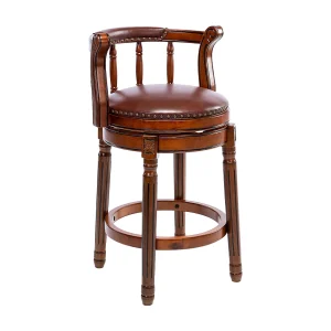 360° draaibare barkruk – echt leer, hout, met rugleuning, modern design, bruin (54,8×54,8×96 cm) 360° draaibare barkruk – echt leer, hout, met rugleuning, modern design, bruin (54,8×54,8×96 cm)