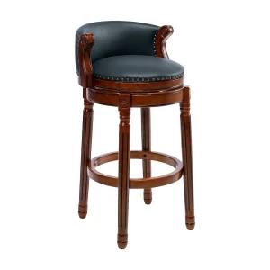360° draaibare barkruk, echt leer, houten frame, blauw (54,8×54,8×96 cm) 360° draaibare barkruk, echt leer, houten frame, blauw (54,8×54,8×96 cm)