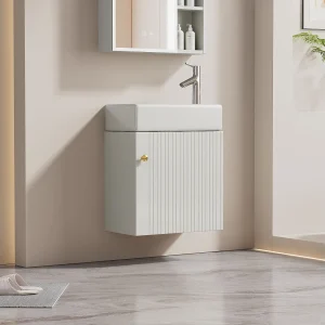 Badkamermeubel met wastafel en wandmeubel, wit, compact design (46x26x56 cm) Badkamermeubel met wastafel en wandmeubel, wit, compact design (46x26x56 cm)