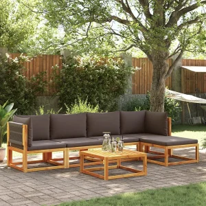 6-delige Loungeset met kussens massief acaciahout 6-delige Loungeset met kussens massief acaciahout