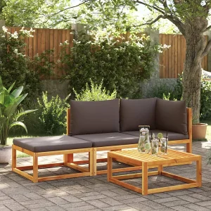3-delige Loungeset met kussens massief acaciahout 3-delige Loungeset met kussens massief acaciahout