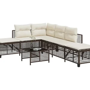 3-delige Loungeset met kussens poly rattan bruin 3-delige Loungeset met kussens poly rattan bruin