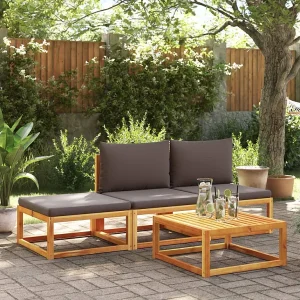 4-delige Loungeset met kussens massief acaciahout 4-delige Loungeset met kussens massief acaciahout