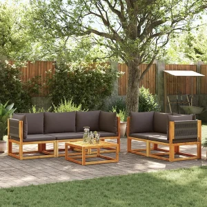 6-delige Loungeset met kussens massief acaciahout 6-delige Loungeset met kussens massief acaciahout