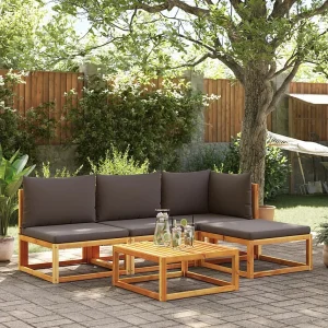 5-delige Loungeset met kussens massief acaciahout 5-delige Loungeset met kussens massief acaciahout