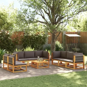 9-delige Loungeset met kussens massief acaciahout 9-delige Loungeset met kussens massief acaciahout